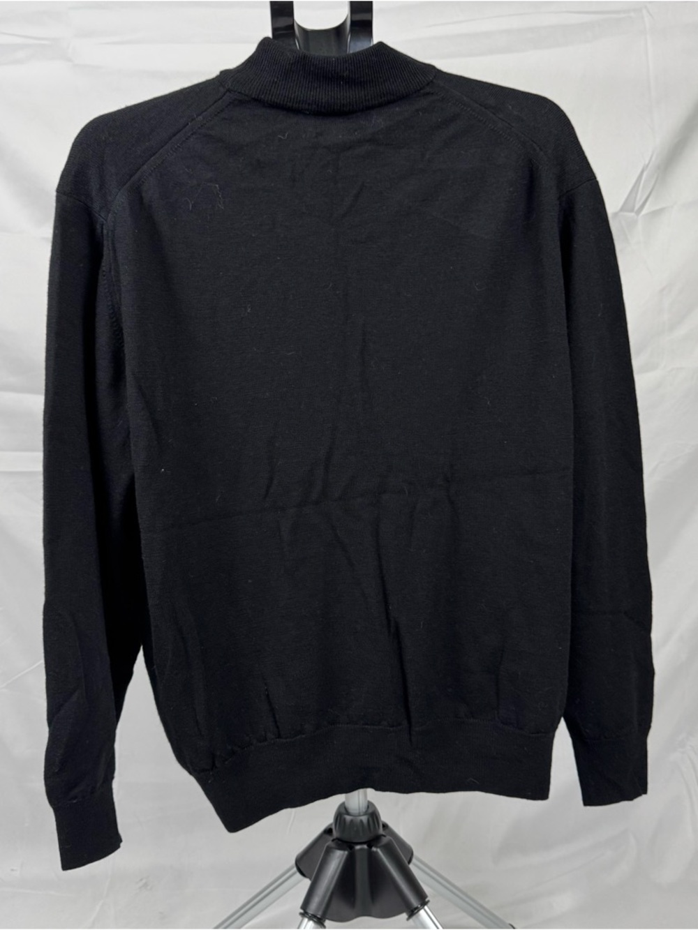 Vintage Italian Merino Wool Sweater Black Minimalist Quiet Luxury Men’s Large